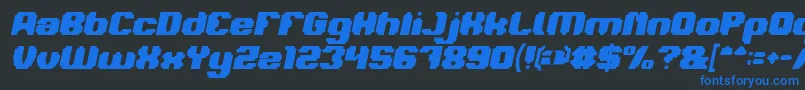 LOGOTYPE Bold Italic-Schriftart – Blaue Schriften auf schwarzem Hintergrund