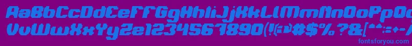 Fonte LOGOTYPE Bold Italic – fontes azuis em um fundo violeta