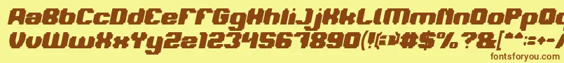 Fonte LOGOTYPE Bold Italic – fontes marrons em um fundo amarelo