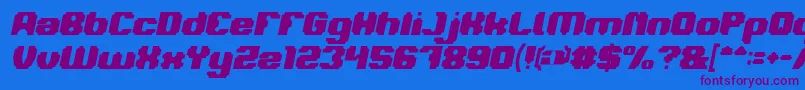 LOGOTYPE Bold Italic-Schriftart – Violette Schriften auf blauem Hintergrund