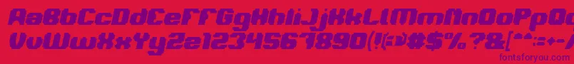 Fonte LOGOTYPE Bold Italic – fontes roxas em um fundo vermelho
