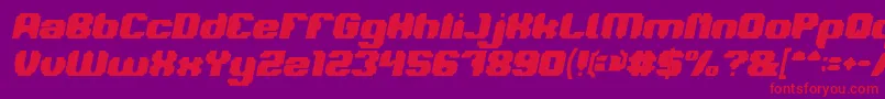 Fonte LOGOTYPE Bold Italic – fontes vermelhas em um fundo violeta
