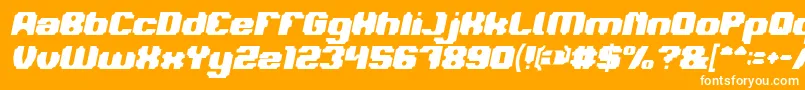 Fonte LOGOTYPE Bold Italic – fontes brancas em um fundo laranja