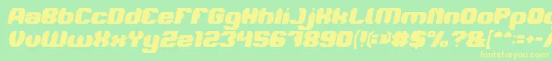フォントLOGOTYPE Bold Italic – 黄色の文字が緑の背景にあります