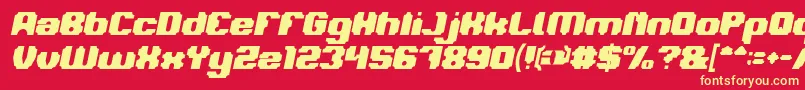 Fonte LOGOTYPE Bold Italic – fontes amarelas em um fundo vermelho