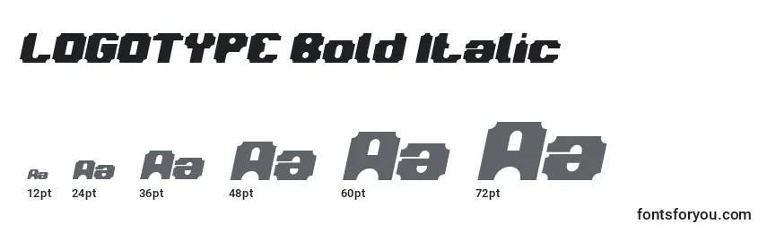 Tamaños de fuente LOGOTYPE Bold Italic