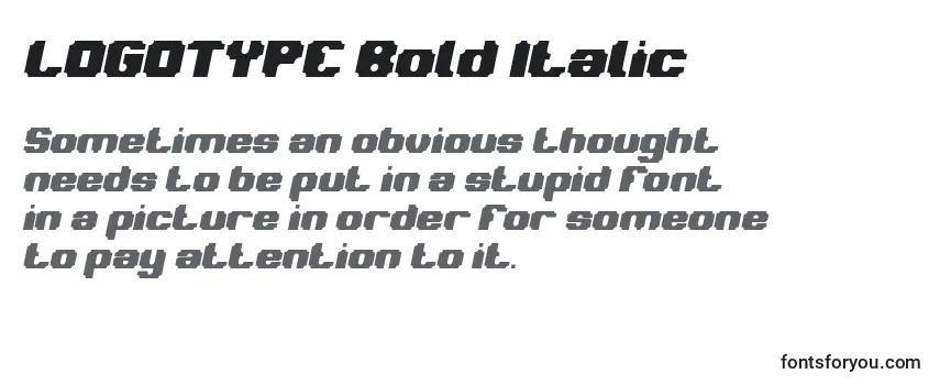 Reseña de la fuente LOGOTYPE Bold Italic