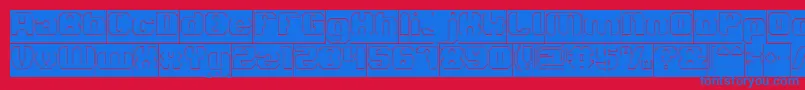 Czcionka LOGOTYPE Hollow Inverse – niebieskie czcionki na czerwonym tle