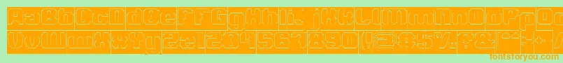 LOGOTYPE Hollow Inverse-Schriftart – Orangefarbene Schriften auf grünem Hintergrund