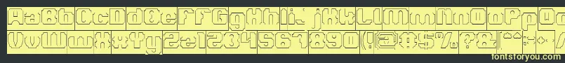Fonte LOGOTYPE Hollow Inverse – fontes amarelas em um fundo preto