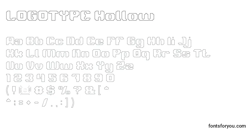 Schriftart LOGOTYPE Hollow – Alphabet, Zahlen, spezielle Symbole