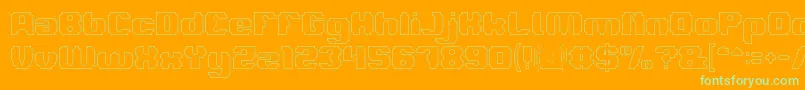 LOGOTYPE Hollow-Schriftart – Grüne Schriften auf orangefarbenem Hintergrund