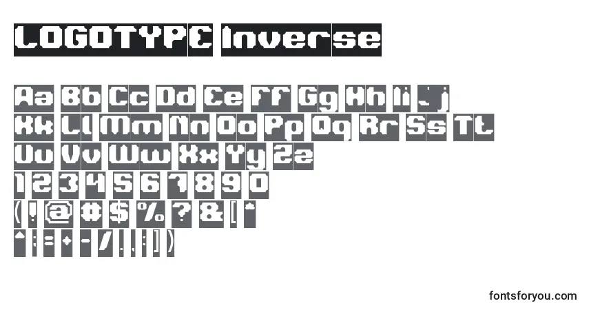 A fonte LOGOTYPE Inverse – alfabeto, números, caracteres especiais