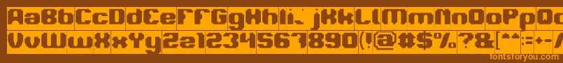 LOGOTYPE Inverse-Schriftart – Orangefarbene Schriften auf braunem Hintergrund