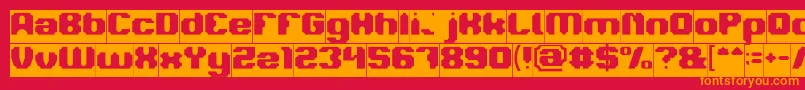 フォントLOGOTYPE Inverse – 赤い背景にオレンジの文字