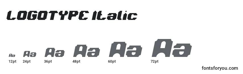 Tamanhos de fonte LOGOTYPE Italic