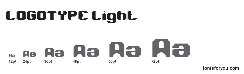 Размеры шрифта LOGOTYPE Light
