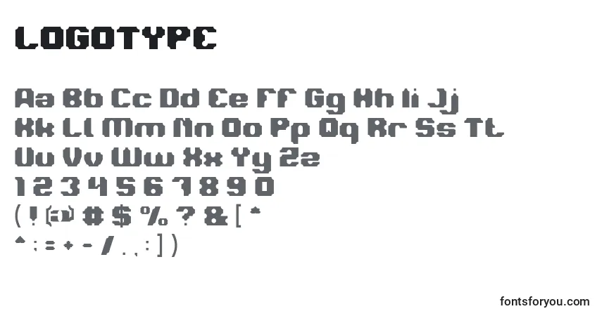 Schriftart LOGOTYPE (132828) – Alphabet, Zahlen, spezielle Symbole