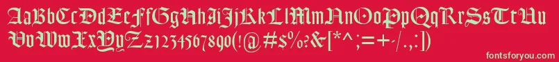 フォントLohengrin – 赤い背景に緑の文字