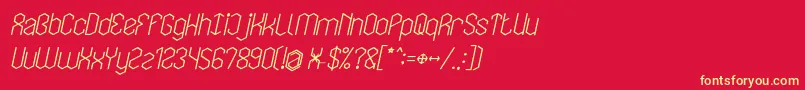 Fonte LOIS CESARANO Bold Italic – fontes amarelas em um fundo vermelho