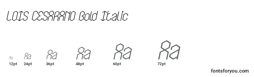 Размеры шрифта LOIS CESARANO Bold Italic