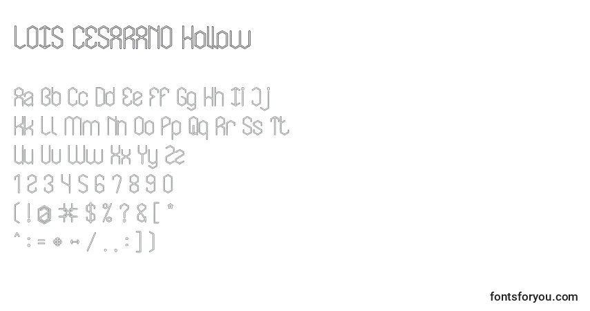 A fonte LOIS CESARANO Hollow – alfabeto, números, caracteres especiais