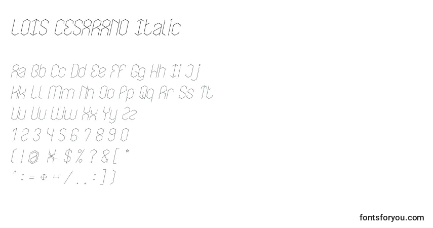 Police LOIS CESARANO Italic - Alphabet, Chiffres, Caractères Spéciaux