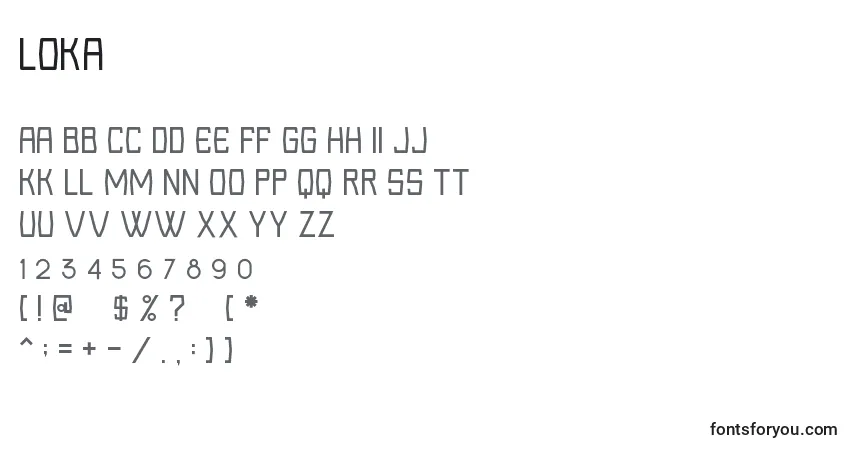 Loka-fontti – aakkoset, numerot, erikoismerkit
