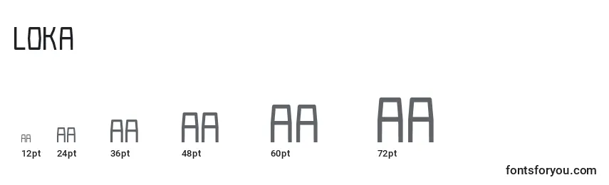 Размеры шрифта Loka