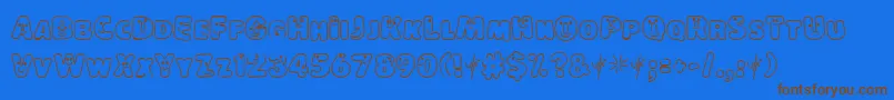 フォントLOKISH   – 茶色の文字が青い背景にあります。