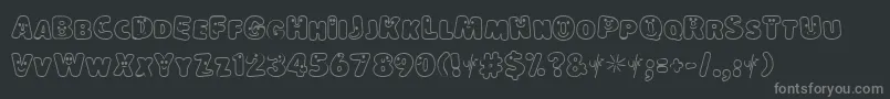 LOKISH  -fontti – harmaat kirjasimet mustalla taustalla