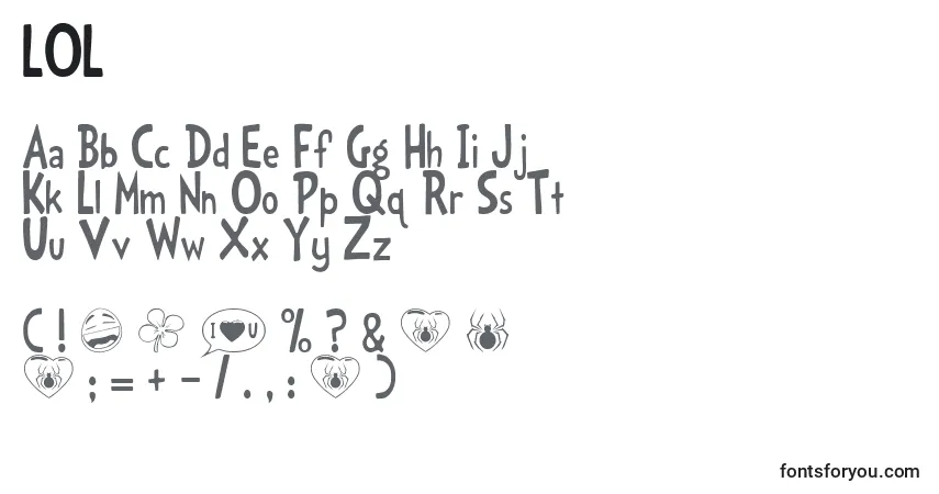 Шрифт LOL (132842) – алфавит, цифры, специальные символы