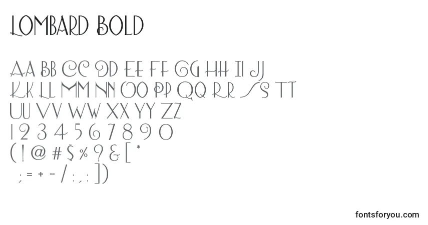 A fonte Lombard Bold – alfabeto, números, caracteres especiais