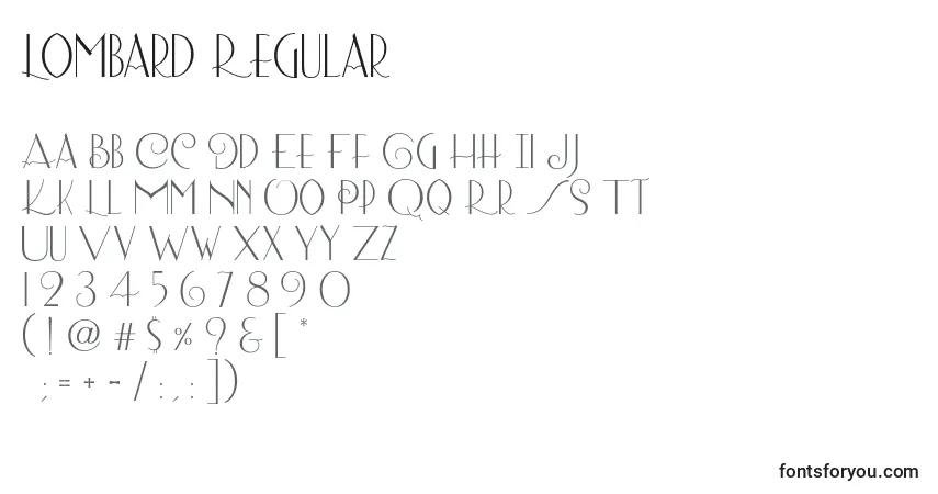Шрифт Lombard Regular – алфавит, цифры, специальные символы