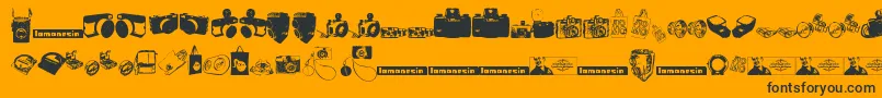 Lomonesia  Dingbats-Schriftart – Schwarze Schriften auf orangefarbenem Hintergrund