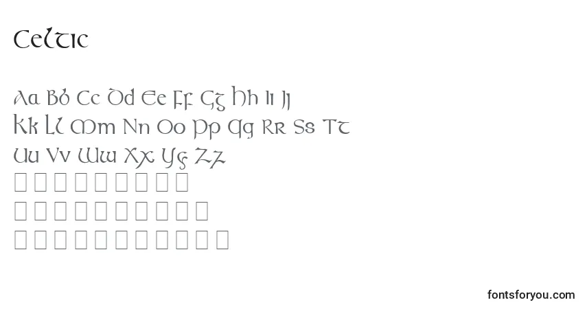 A fonte Celtic – alfabeto, números, caracteres especiais