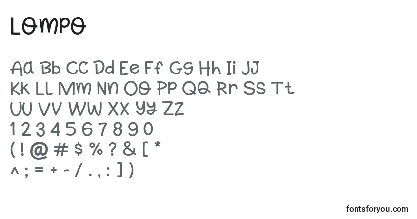 Czcionka Lompo – alfabet, cyfry, specjalne znaki