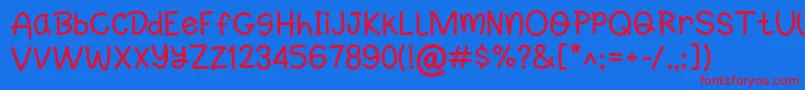 Lompo-Schriftart – Rote Schriften auf blauem Hintergrund