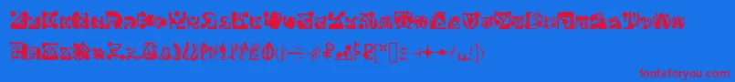 Lomtrian-fontti – punaiset fontit sinisellä taustalla