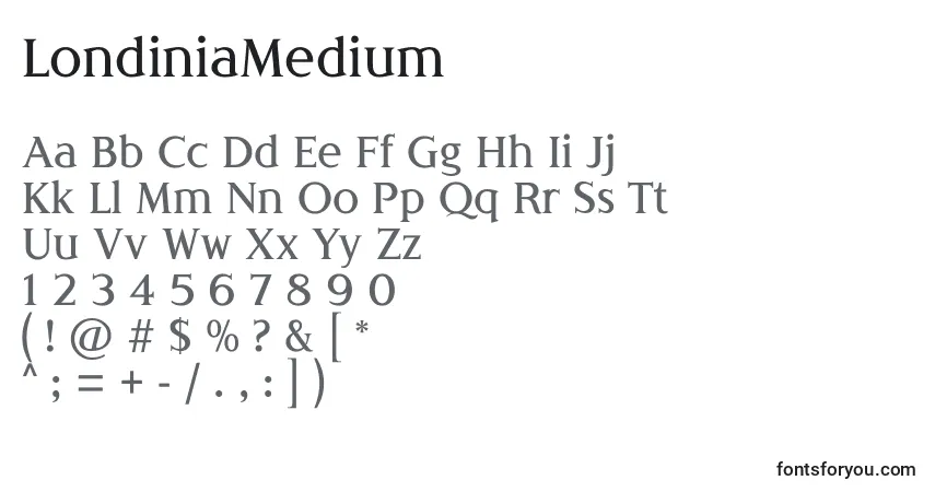 A fonte LondiniaMedium – alfabeto, números, caracteres especiais