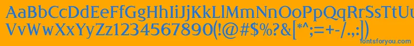 LondiniaMedium-Schriftart – Blaue Schriften auf orangefarbenem Hintergrund