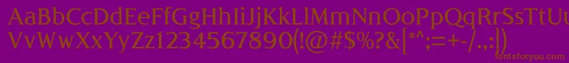 フォントLondiniaMedium – 紫色の背景に茶色のフォント