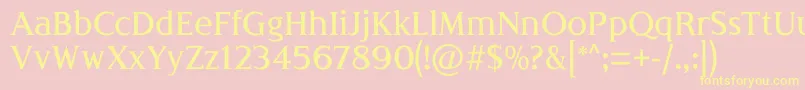 LondiniaMedium-fontti – keltaiset fontit vaaleanpunaisella taustalla