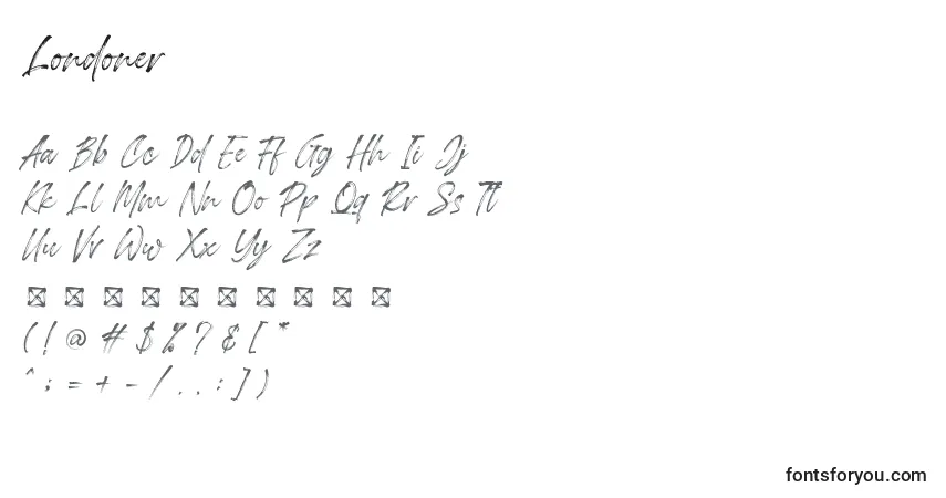 Шрифт Londoner – алфавит, цифры, специальные символы