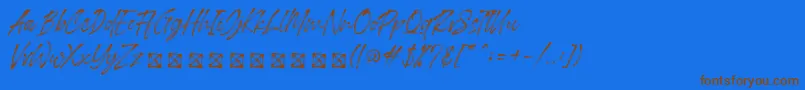 Londoner Font – Brown Fonts on Blue Background