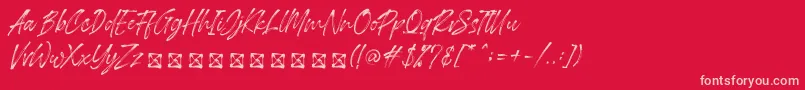 Londoner-Schriftart – Rosa Schriften auf rotem Hintergrund