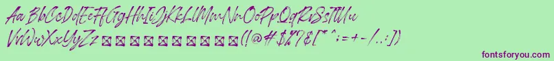 Londoner-Schriftart – Violette Schriften auf grünem Hintergrund