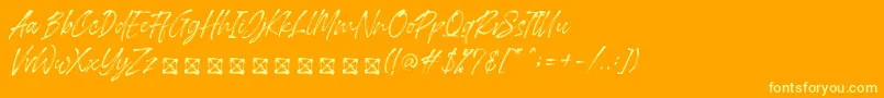 Londoner-Schriftart – Gelbe Schriften auf orangefarbenem Hintergrund