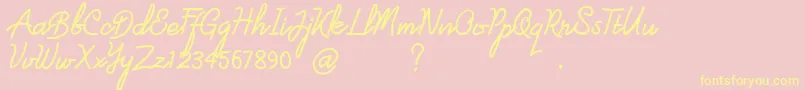 londonline-Schriftart – Gelbe Schriften auf rosa Hintergrund