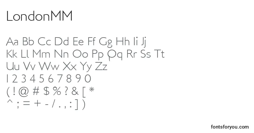 A fonte LondonMM (132858) – alfabeto, números, caracteres especiais